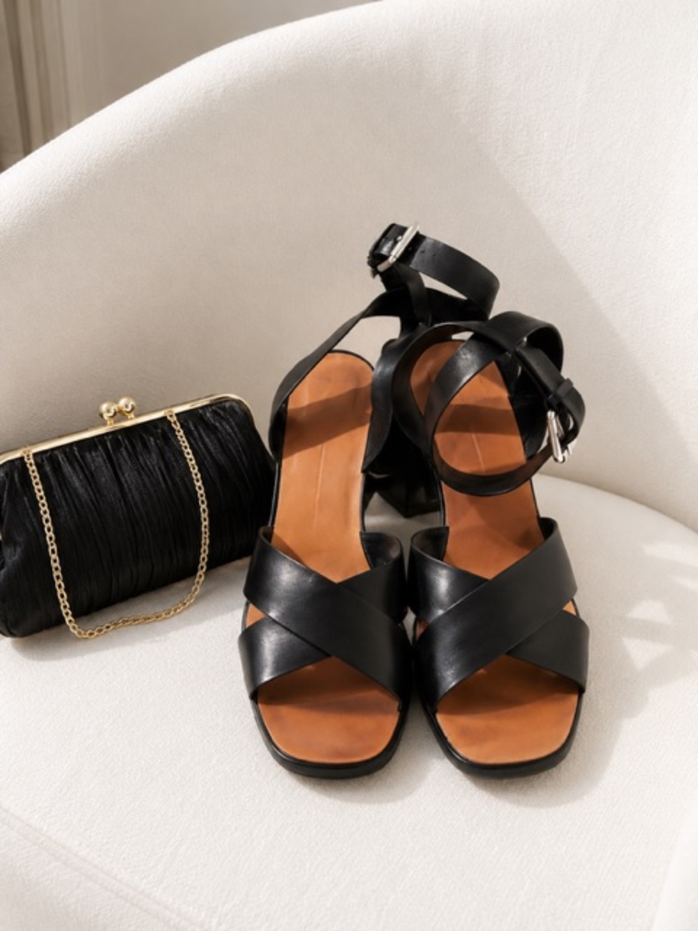 Dolce Vita Black Crisscross Leather Ankle Strap Sandals